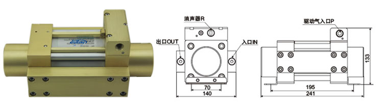 單驅（qū）動（dòng）頭雙作用氣液增壓泵外形尺寸說明