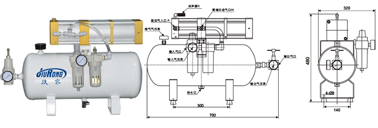 3倍空氣增（zēng）壓閥（fá）外形尺寸（cùn）圖